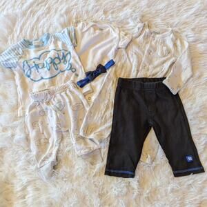Baby Boys Clothes 0-3M Happy Outfit Lot Set Bundle Navy Blue Sleepy Giraffe